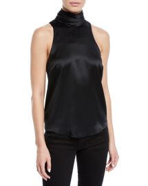 cinq a sept Jazlyn Silk Sleeveless Turtleneck Top at Neiman Marcus